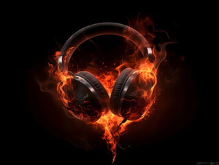 Fire metal rocker headphones album cover