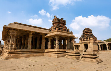 Ancient stone architecture of Krishna temple at Hampi Karnataka, India built in the 15th Century