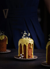 Fototapeta na wymiar easter cake on a dark background