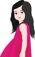 girl in pink dress vector image