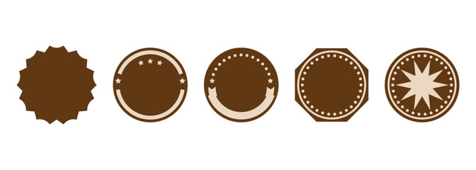 Round icon for brand logo. A circular badge for brand logo or symbol. For business cards, branding, business cards and websites, social media. Vector set.