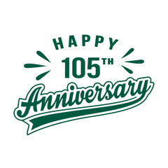 Happy 105th Anniversary. 105 years anniversary design template. Vector and illustration.
