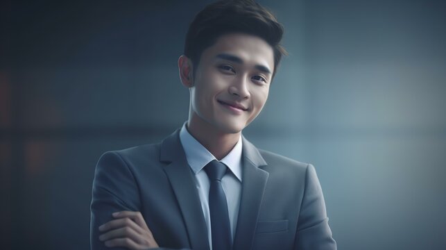 自信を持ったアジア系のビジネスマン
