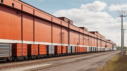 Obraz premium Facade of industrial building and warehouse. Generative AI