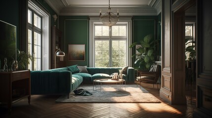 Obraz premium おしゃれな部屋のインテリア写真・内装（Generative AI） 