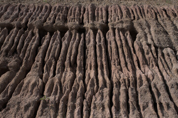 Water erodes soil and rocks until beautiful patterns are formed.