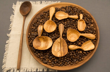 coffee beans in spoon