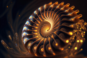 Fibonacci spiral background, abstract fractal structures ,made with Generative AI