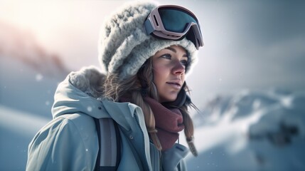 スキー場に遊びにきた女性・スノーボーダー・スキーヤー・アスリート（Generative AI）
 - obrazy, fototapety, plakaty