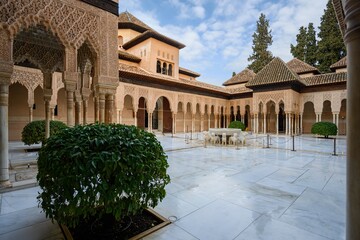 Court of the Lions Nasrid Palaces of Alhambra palace complex, Granada, Spain