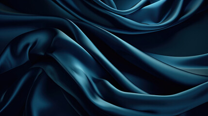 Fototapeta premium Dark Blue Luxurious Silk Satin: Opulent, Glossy, and Elegant Background Designs. Generative AI Illustration.