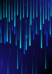 The futuristic blue beam moves down to the connection signal antenna. 