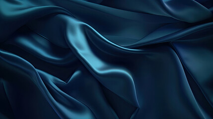 Obraz premium Dark Blue Luxurious Silk Satin: Opulent, Glossy, and Elegant Background Designs. Generative AI Illustration.