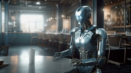 カフェにいるロボット（Generative AI）
