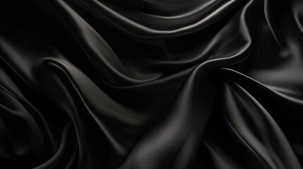 Fototapeta premium Black Luxurious Silk Satin: Opulent, Glossy, and Elegant Background Designs. Generative AI Illustration.