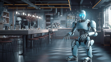 カフェにいるロボット（Generative AI）
