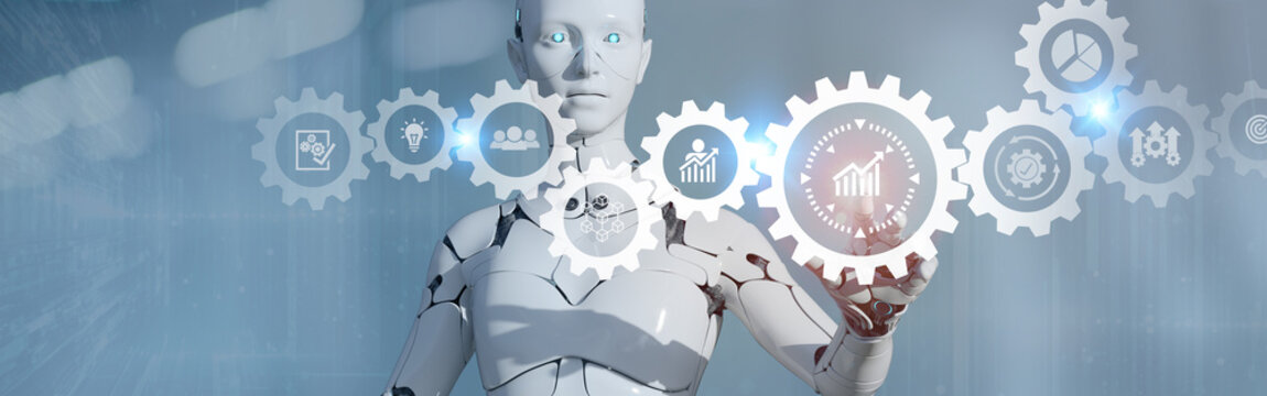 Using automation to increase productivity. Industrial management in efficiency and efficient process with robotic process automation (RPA). Digital and business transformation, fastest-growing concept