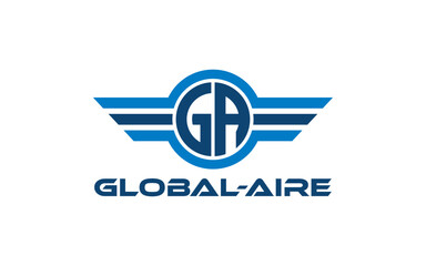 Initial GA with wing air logo - obrazy, fototapety, plakaty