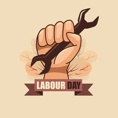 A hand holding a wrench illustration