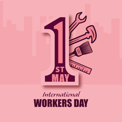 1st may - Happy workers day illustration - obrazy, fototapety, plakaty