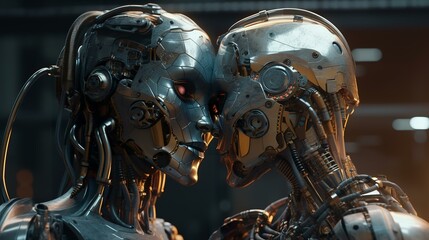 Fototapeta premium ロボットと人間の恋愛・友情（Generative AI） 