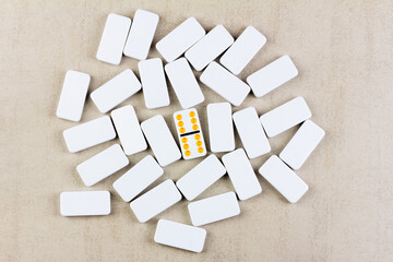 inverted dice board game dominoes and one dice double six six not inverted