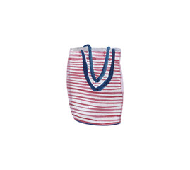 Bag for vacations and groceries, beach bag in red stripes, watercolor illustration isolated on a white background