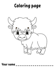 Coloring book page for kids. Cartoon style character. Isolated on white background. Vector illustration.