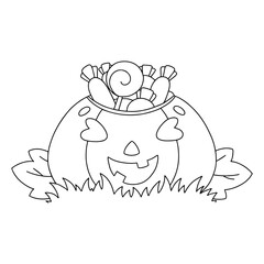 Coloring book page for kids. Halloween theme. Cartoon style character. Vector illustration isolated on white background.