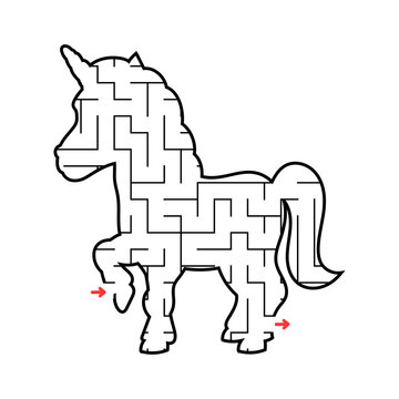 recommend clip art: UInicorn maze. Game for kids. Puzzle for children. Labyrinth conundrum. Find the right path. Education worksheet.