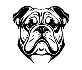 Bulldog Face, Silhouettes Dog Face SVG, black and white bulldog vector