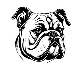 Bulldog Face, Silhouettes Dog Face SVG, black and white bulldog vector