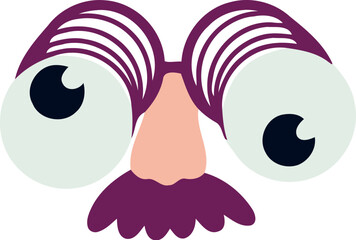 April Fool Glasses with Moustache Flat Hand Drawn Illustration