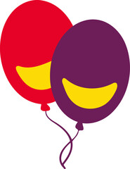 April Fool Balloon with Laugh Face Flat Hand Drawn Illustration