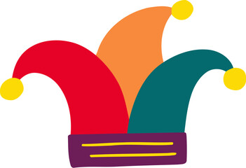 April Fool Clown Hat Flat Hand Drawn Illustration