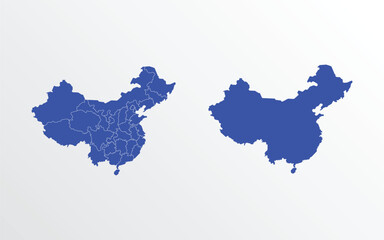 Blue Map of China with regions