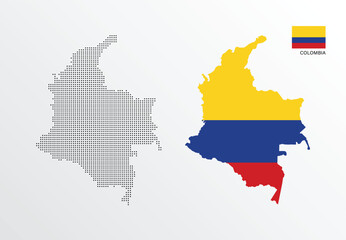 Vector illustration of Colombia map with flag
