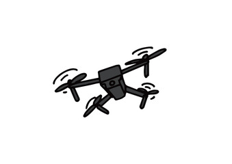 下から見た空を飛ぶドローンのイラスト素材