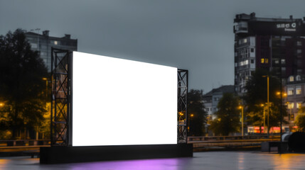 Blank outdoor Event advertisment screen for marketing purpose, Empty LED screen for event advertisment, white LED screen mockup