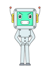 angry robot vector design illustration, suitable for childern coloring book