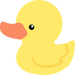 Yellow Duck Rubber Cute Doll Toy Animal Childhood Cartoon Vector Isolated