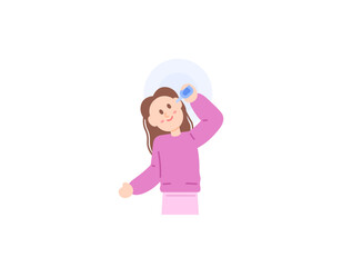 a woman using ear drops to treat a disease of the ear. earache. maintain ear health. treatment and care. character illustration design of a person. vector elements