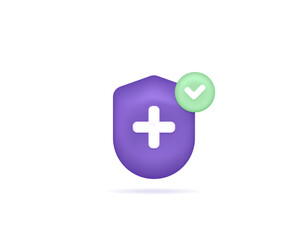 Obraz premium life and health insurance. safe and reliable protection and insurance. icon and symbol of shield, health, tick. illustration concept design. vector elements