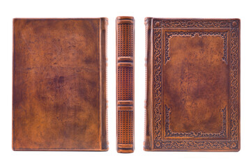 Brown leather cover of elegant journal captured isolated from three sides - Powered by Adobe