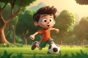 Kid is playing soccer, generative AI