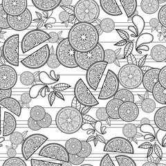 Orange, Lemon and Lime Slice Seamless Surface Pattern Design