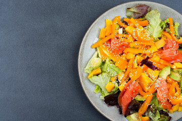 Salad with salmon, keto diet