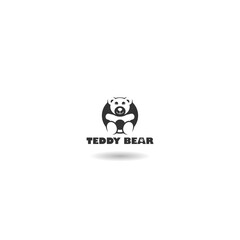 Teddy bear logo icon with shadow