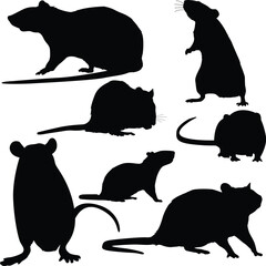 Set of rats silhouettes 