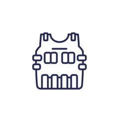 Bulletproof vest line icon on white